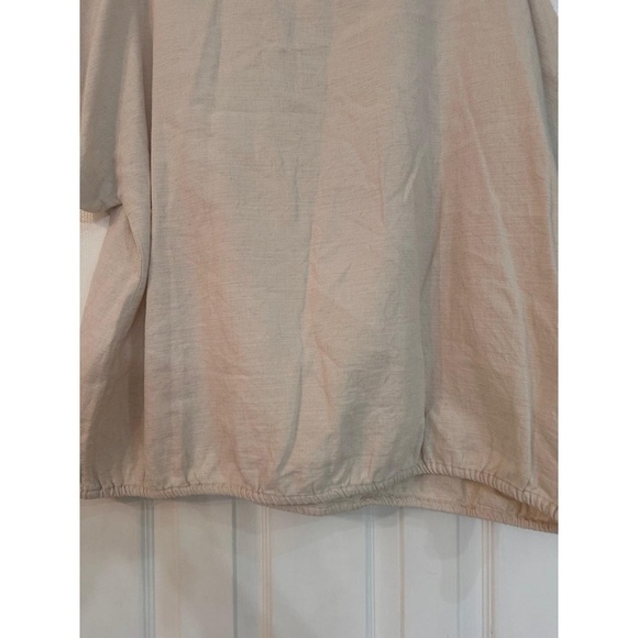 Liz Claiborne Top Womens Natural Beige Relaxed Fit Gathered Hem Minimalist XXL - Picture 3 of 7